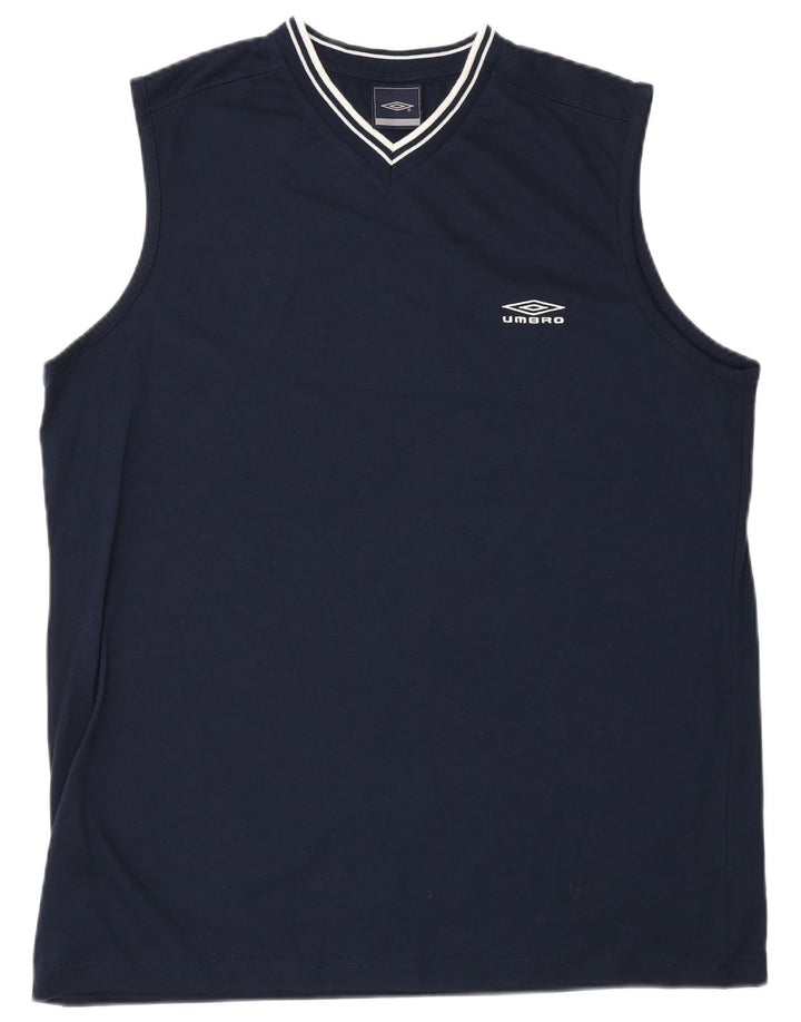 Umbro Mens T-Shirt Top XL Navy Blue Polyester