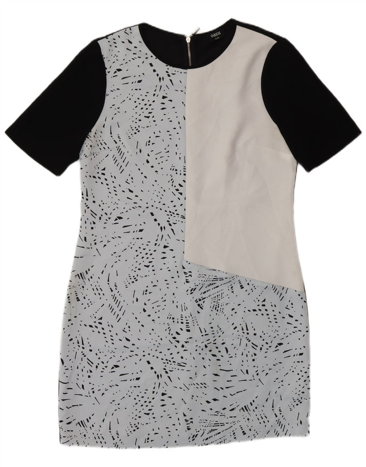Oasis Womens Abstract Pattern Sheath Dress UK 12 Medium Blue Colourblock