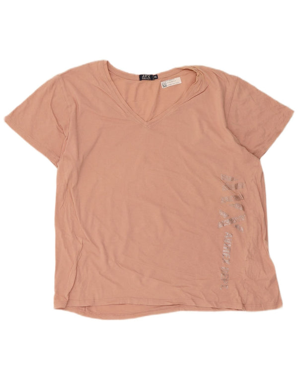Avirex Grafisk T-shirt top til kvinder UK 20 2XL Pink Bomuld