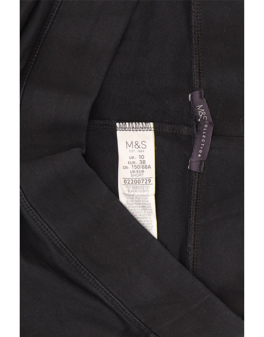 Marks & Spencer Womens Tracksuit Trousers UK 10 Small  Black Cotton