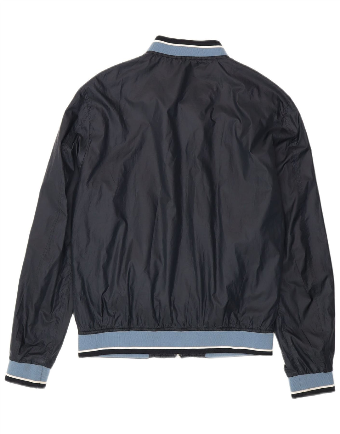 Zara Mens Bomber Jacket UK 40 Large Navy Blue Colourblock Polyester