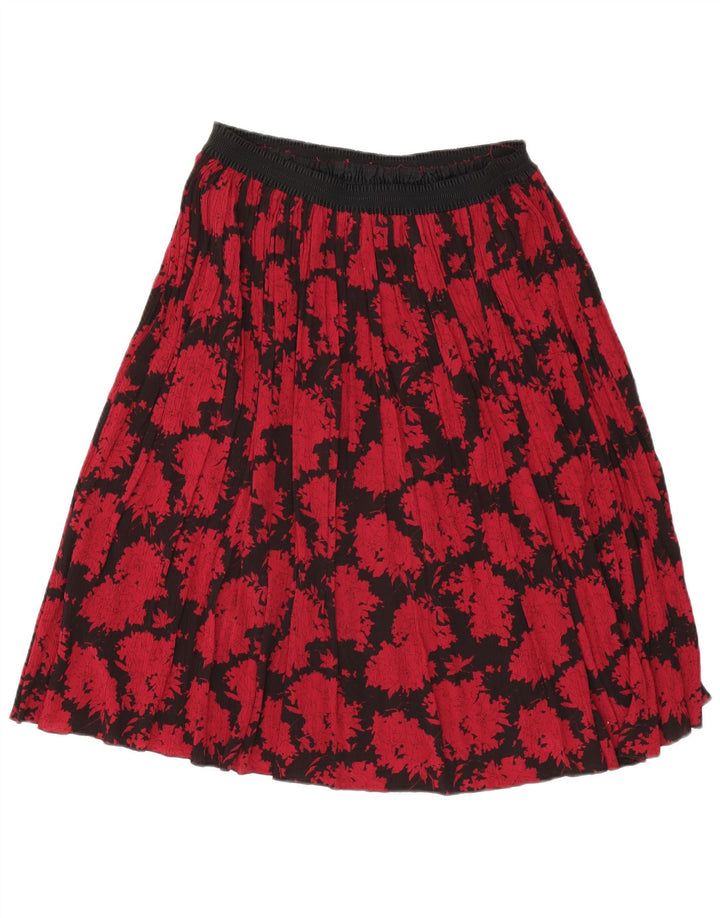 vintage Femme Jupe A-Line W30 Polyester Floral Rouge Moyen