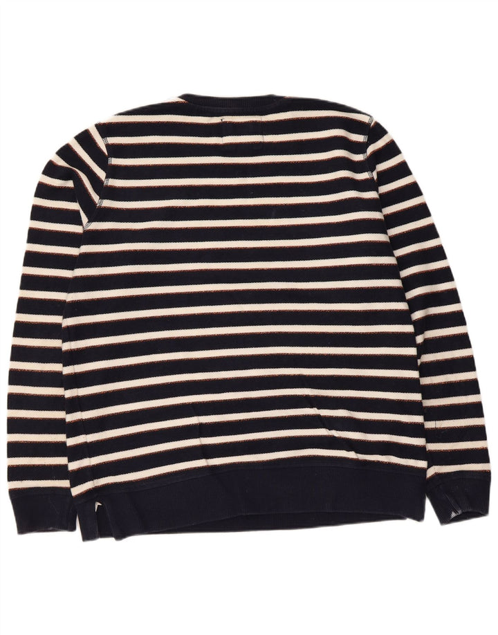 Felpa da donna Fat Face Jumper UK 14 Medium Navy Blue Striped Nautical