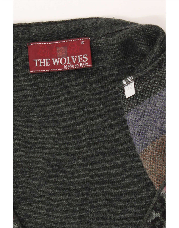 Vintage Ανδρικό Πλεκτό Γιλέκο IT 52 Large Khaki Patchwork