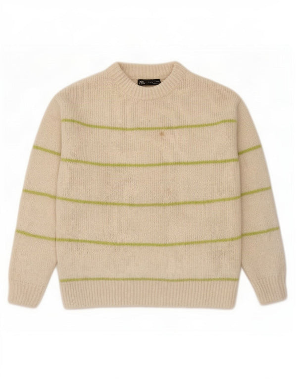 Zara Rollkragenpullover für Mädchen, 9–10 Jahre, cremefarben gestreift