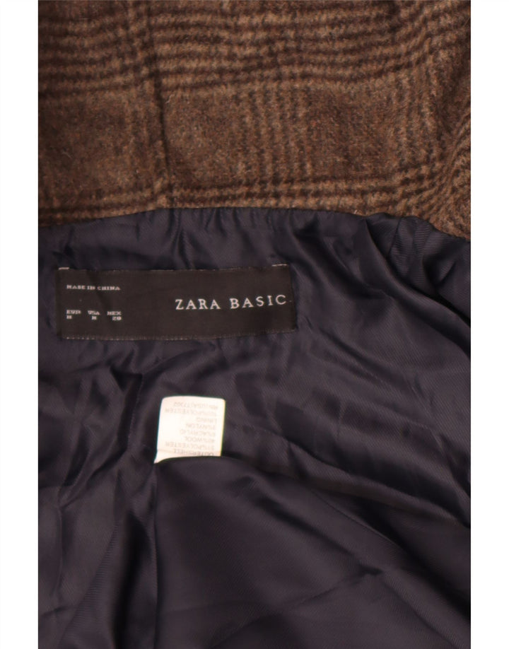 Zara Chaqueta Bomber Abierta Con Capucha Para Mujer UK 44 Poliéster A Cuadros Marrón Medio