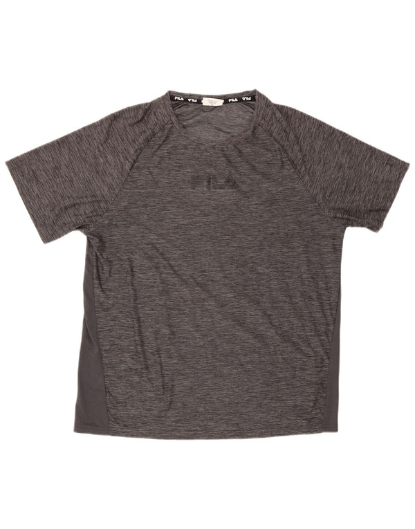 Fila Mens T-Shirt Top Large Grey Flecked Polyester
