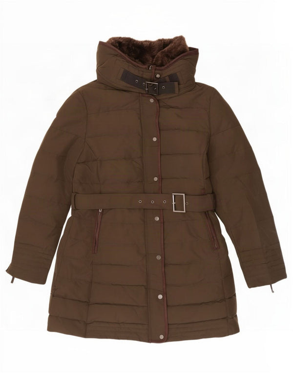 Женская стеганая куртка с капюшоном Zara UK 18 XL, полиэстер цвета хаки