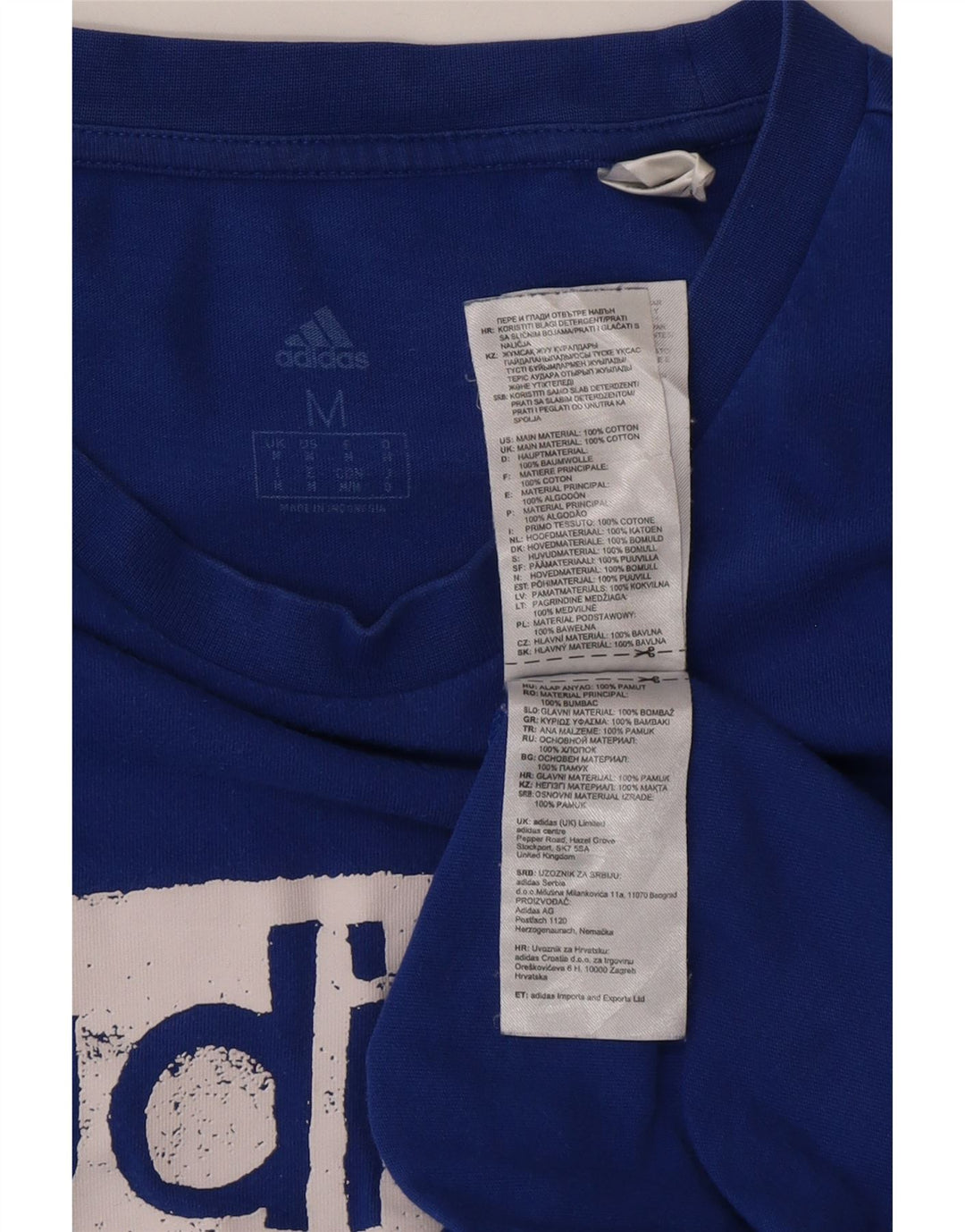 ADIDAS Mens Graphic T-Shirt Top Medium Blue Cotton
