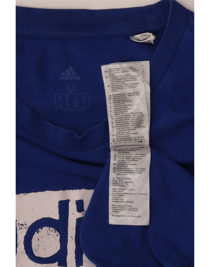 ADIDAS Mens Graphic T-Shirt Top Medium Blue Cotton
