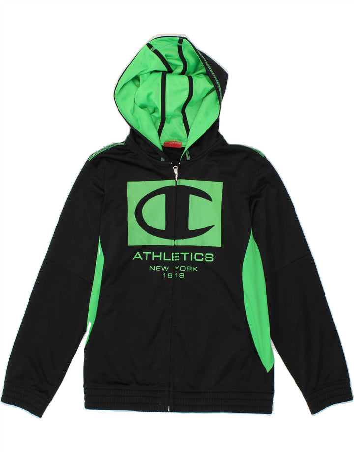 CHAMPION Boys Graphic Zip Hoodie Sweater 9-10 Years Medium Black Vintage Champion and Second-Hand Champion from Messina Hembry 