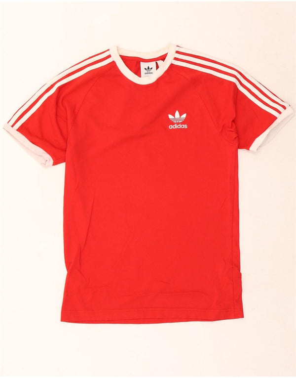 Adidas Mens T-Shirt Top Pequeno Algodão Vermelho