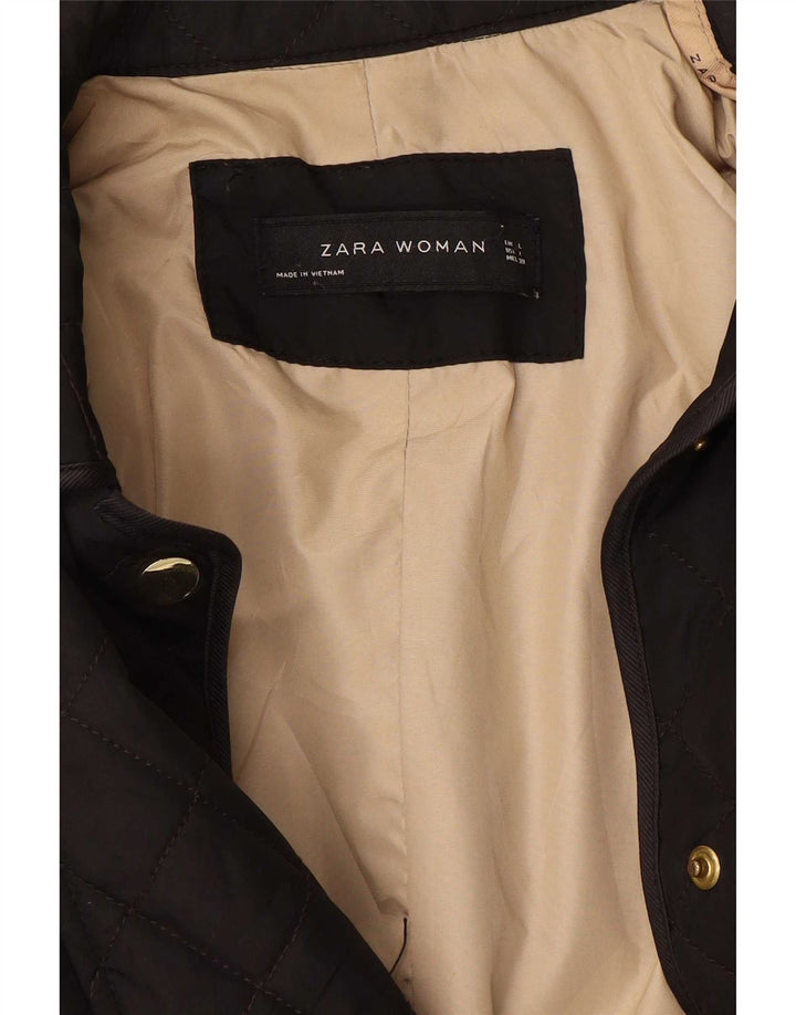Zara Womens Quilted Jacket UK 14 Large Brown