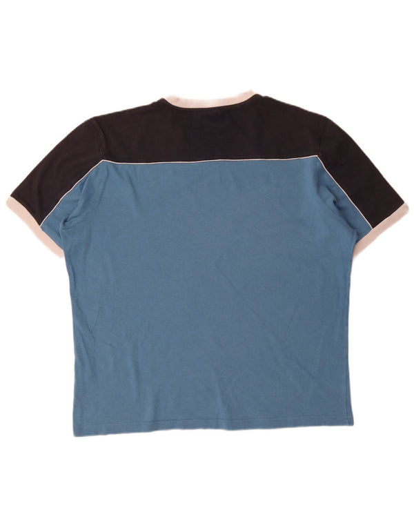 Champion Herre T-Shirt Top XL Blå Colourblock Bomuld