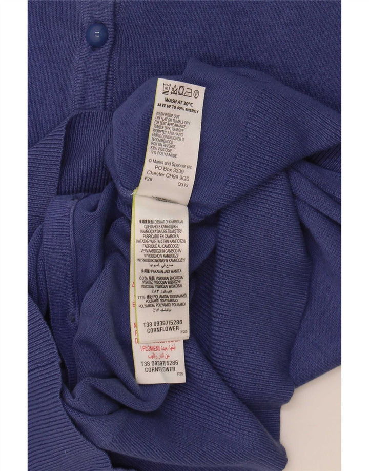 Marks & Spencer Womens Cardigan Sweater UK 16 Large Blue Viscose