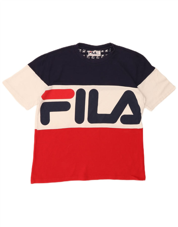 FILA Mens Graphic T-Shirt Top Medium Multicoloured Colourblock