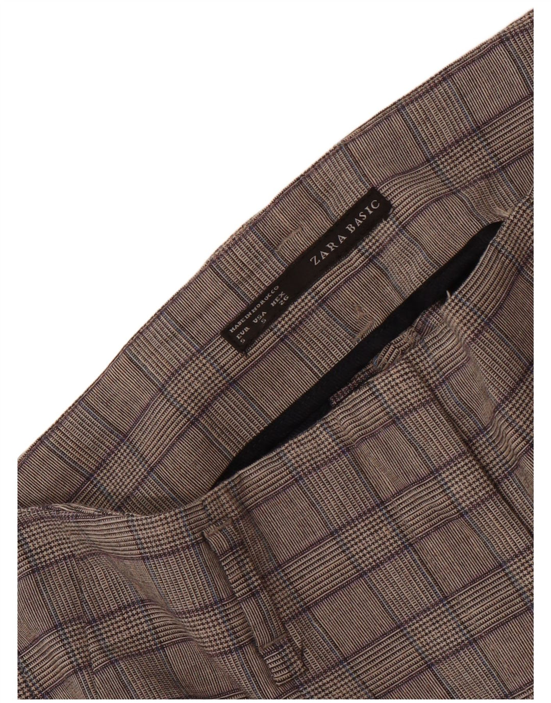 Zara Womens Slim Chino Trousers Small W26 L27 Grey Check