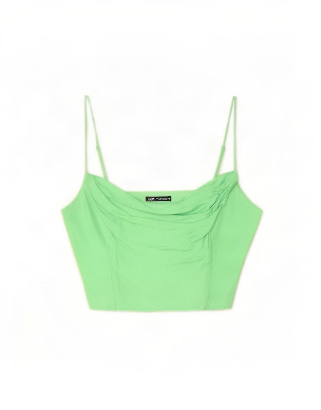 Zara Womens Crop Cami Top UK 12 Medium Green Viscose