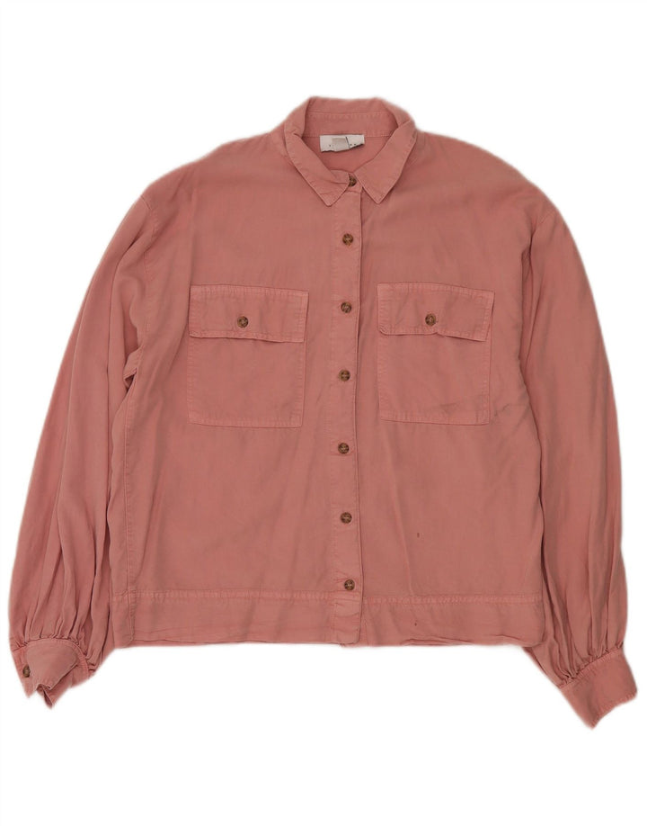 Topshop Womens Overshirt Oversized Shirt UK 10 Small Pink Lyocell
