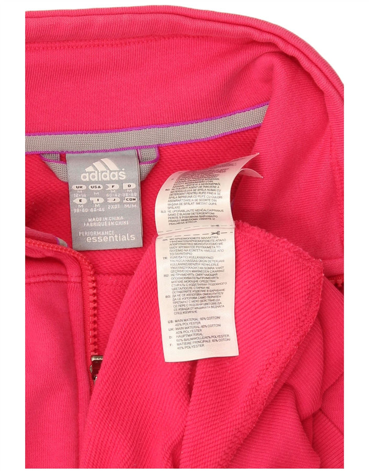 Adidas Womens Tracksuit Top Jacket UK 12/14 Medium Pink Cotton