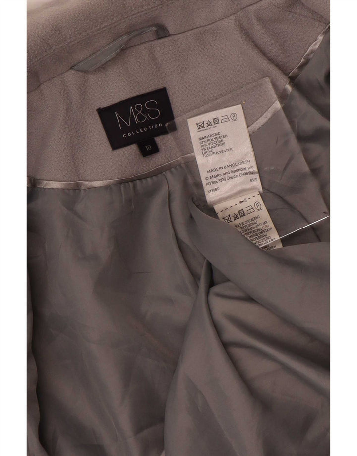 Marks & Spencer Womens Open Overcoat UK 10 Small Grey Polyester