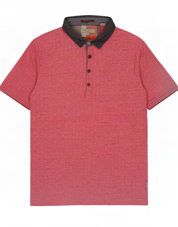 Ted Baker Mens Polo Shirt Size 4 Large Red Pinstripe Cotton