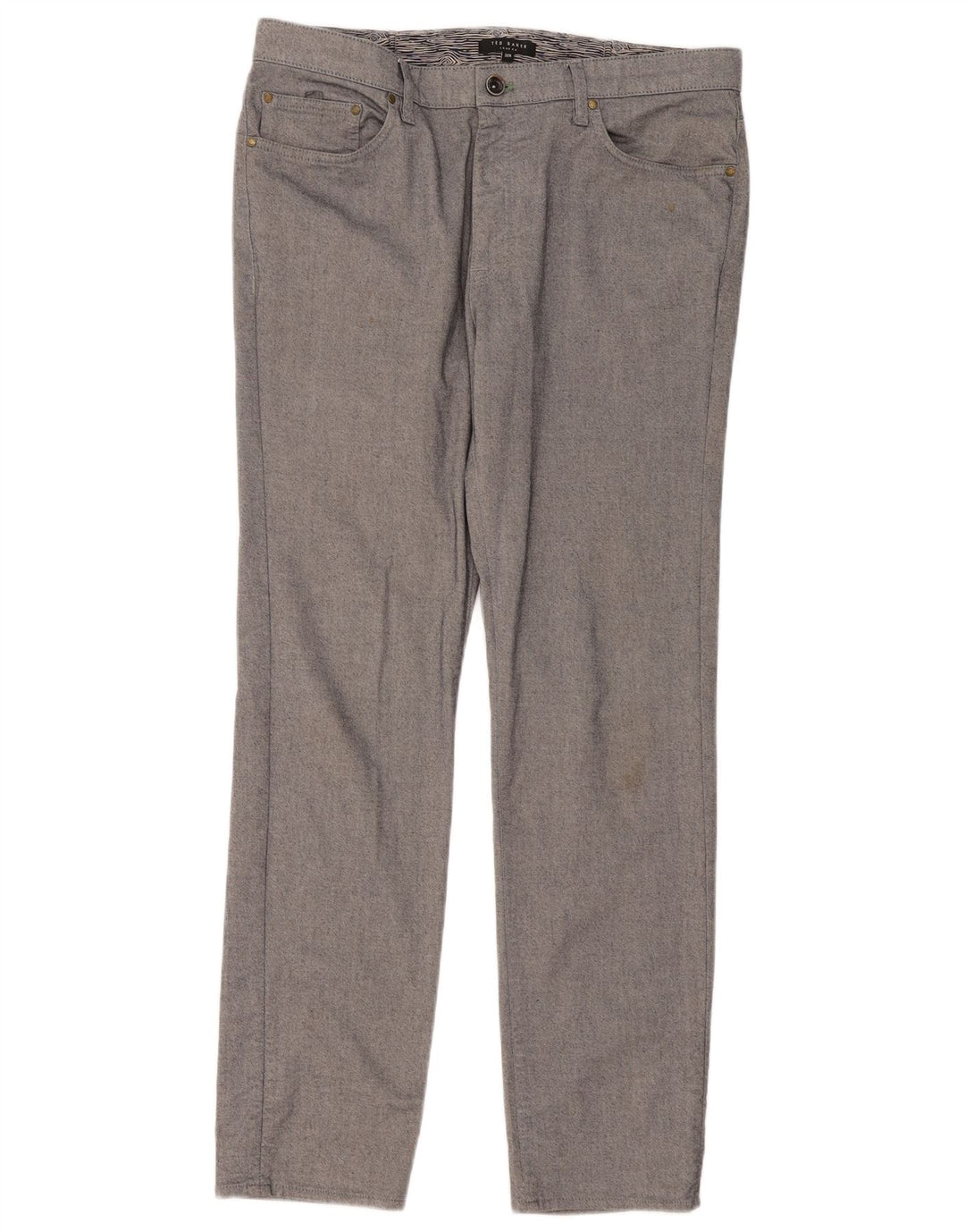 Ted Baker Mens Slim Casual Trousers W32 L30 Grey Cotton
