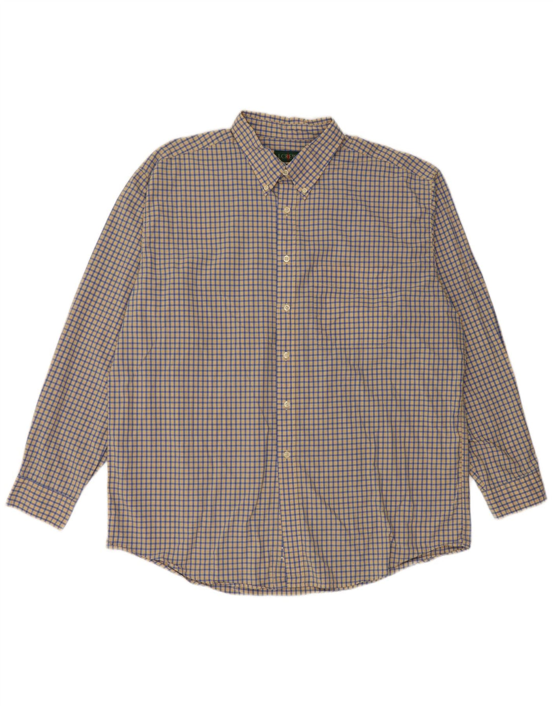 J. CREW Mens Shirt XL Yellow Check Cotton