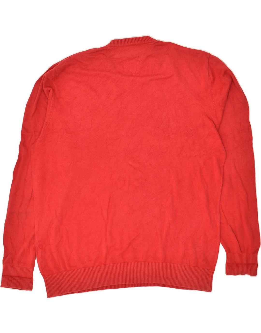 TOMMY HILFIGER Mens V-Neck Jumper Sweater Large Red Cotton Vintage Tommy Hilfiger and Second-Hand Tommy Hilfiger from Messina Hembry 