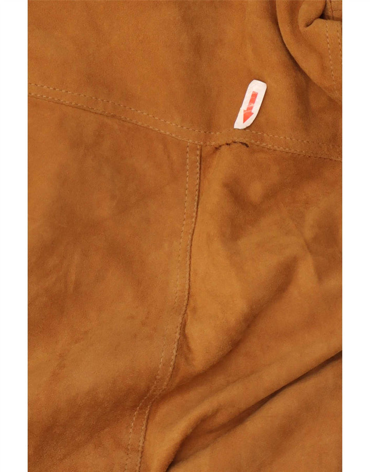 Vintage męska zamszowa kurtka bomber IT 62 6XL brązowa skóra