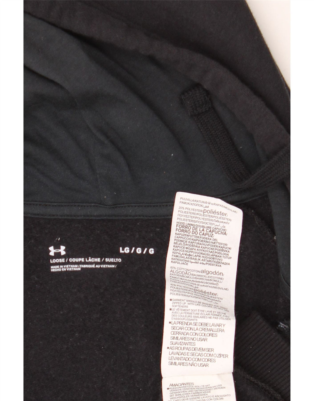 Under Armour Mens Zip Hoodie Sweater Large Black Cotton