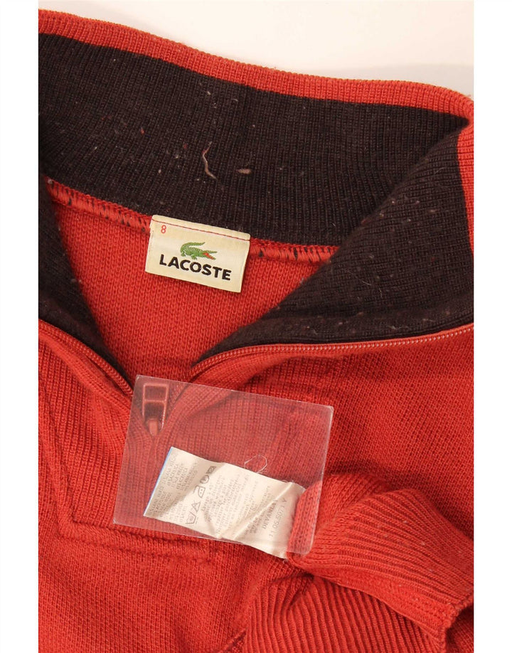 Lacoste Mens Zip Neck Jumper Sweater Size 8 3XL Red Wool