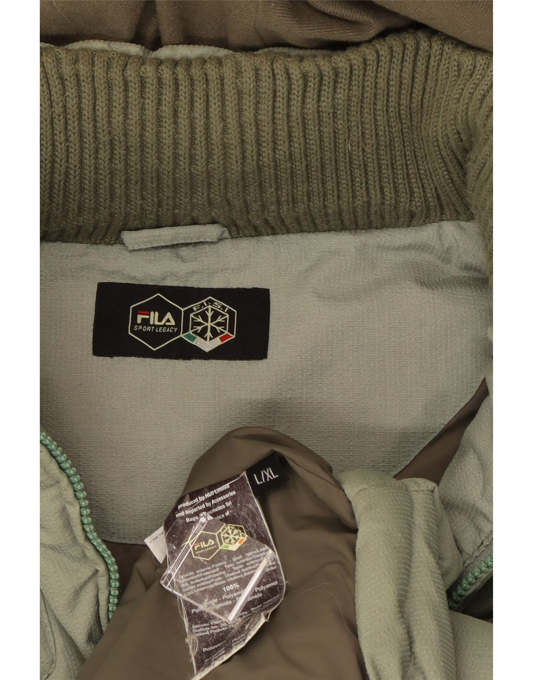 Fila Mens Hooded Padded Jacket UK 40 Large Green
