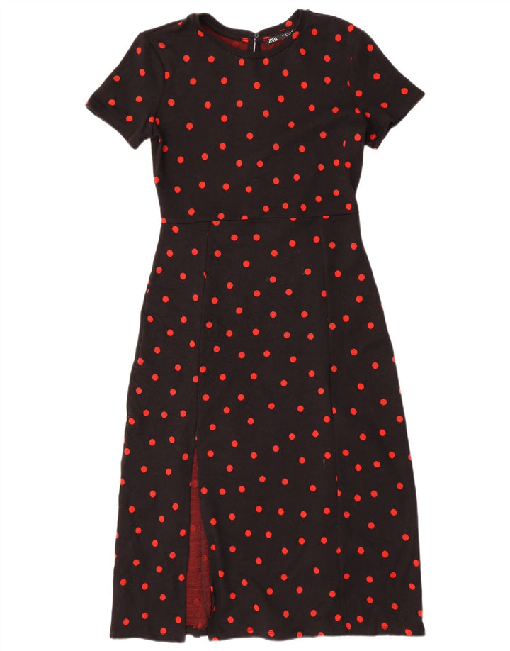 ZARA Womens Maxi Dress UK 12 Medium Black Polka Dot