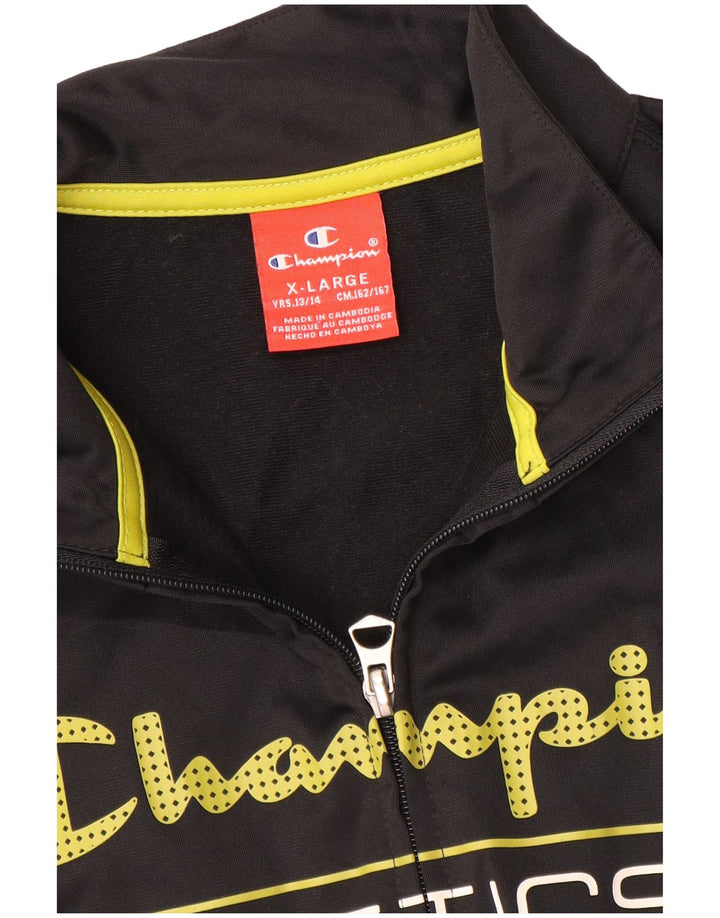 Champion Boys Graphic Tracksuit Top Jacket 13-14 Years XL Black