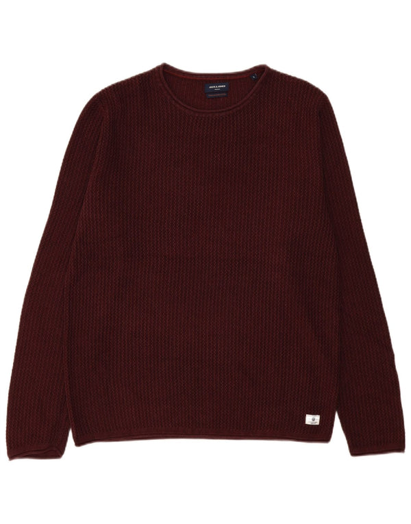 Jack & Jones Mens Crew Neck Jumper Sweater Large Burgundy