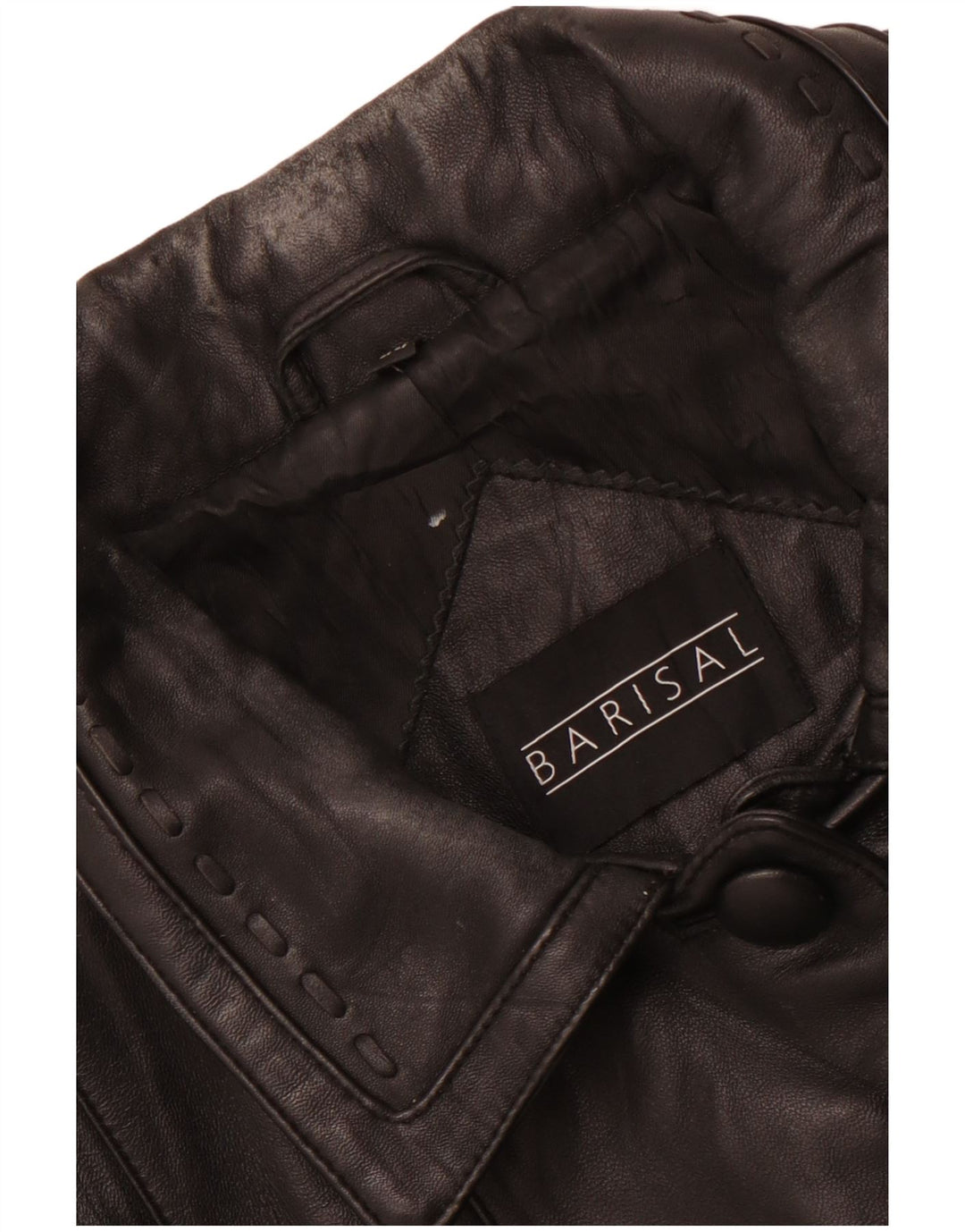 BARISAL Womens Leather Coat IT 44 Medium Black Leather