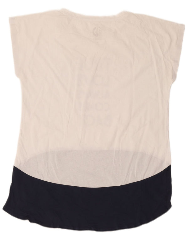 Dack's Grafik-T-Shirt-Oberteil für Damen, UK 16, Größe L, Weiß, Colourblock-Baumwolle