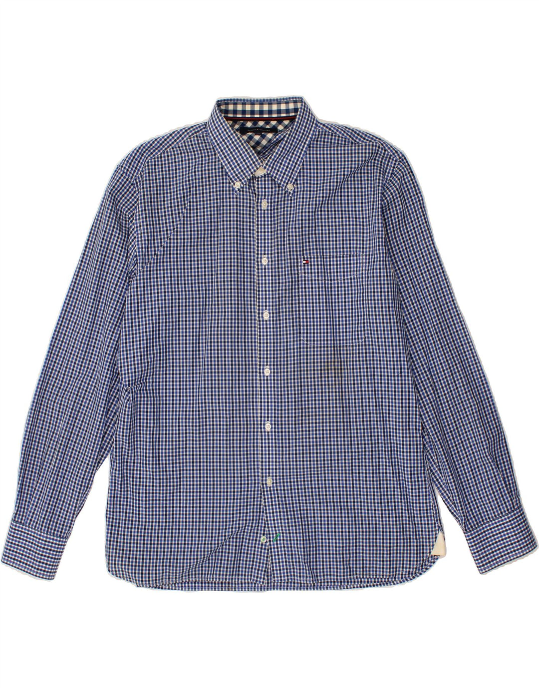 TOMMY HILFIGER Mens Shirt XL Blue Check Cotton Vintage Tommy Hilfiger and Second-Hand Tommy Hilfiger from Messina Hembry 