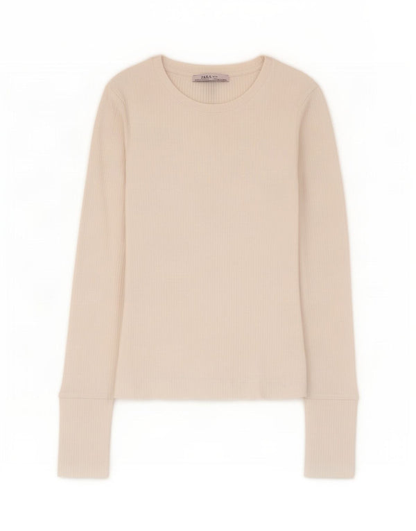 Top corto da donna Zara a maniche lunghe UK 8 Small bianco