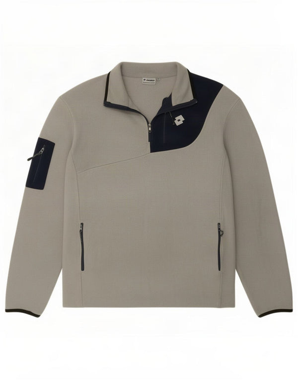 Lotto Mens Zip Neck Fleece Jumper 2XL Cinza Colourblock Poliéster