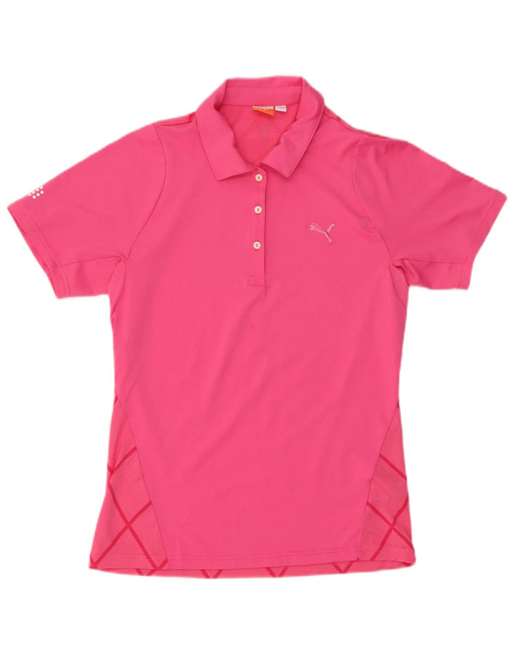 Tricou polo PUMA pentru femei UK 12 Poliester geometric roz mediu