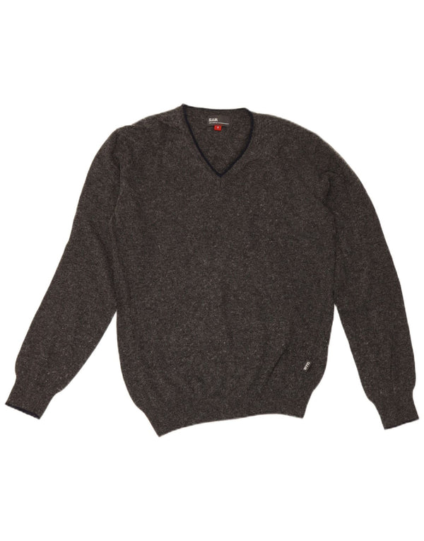 Maglione da uomo con scollo a V Slam in poliammide grigio medio