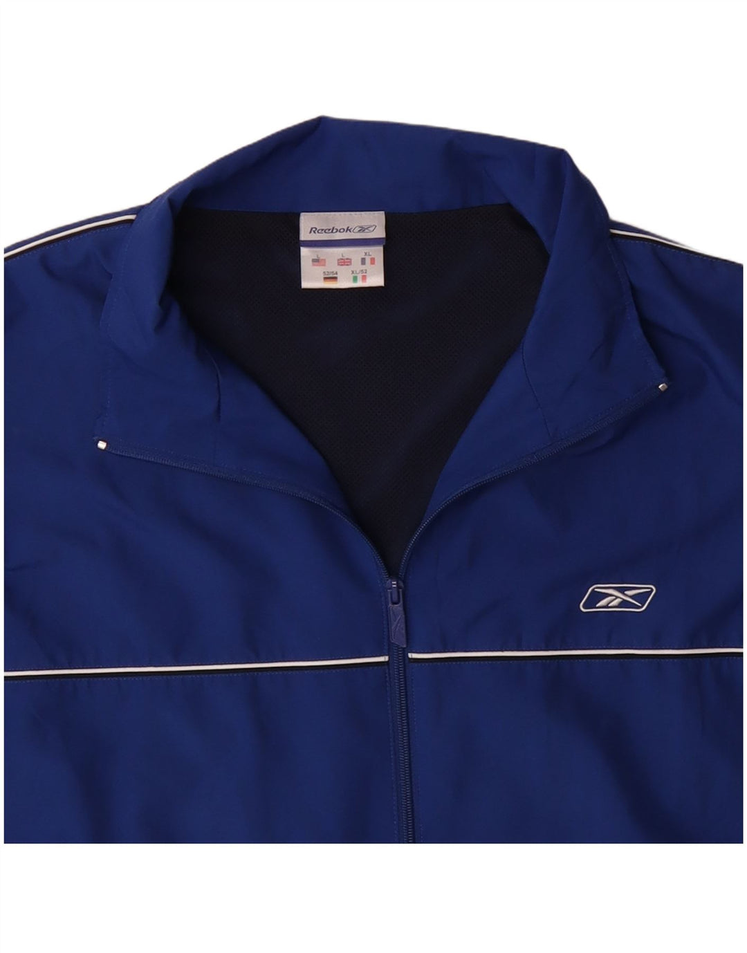 REEBOK Mens Tracksuit Top Jacket Large Blue Polyester