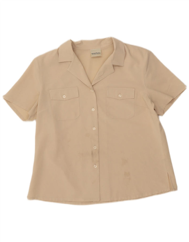 EASTEX Womens Oversized Short Sleeve Shirt Blouse UK 12 Medium Beige