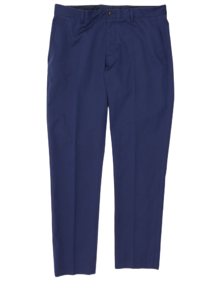 Zara Mens Slim Chino Trousers EU 42 Large W32 L30 Blue Polyester