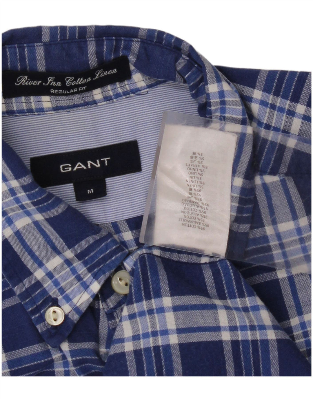 Мужская рубашка стандартного кроя GANT, хлопковая синяя клетка среднего размера