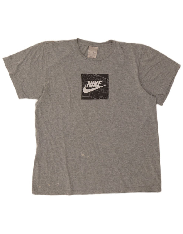 Nike Mens Graphic T-Shirt Top XL Grey Flecked Cotton