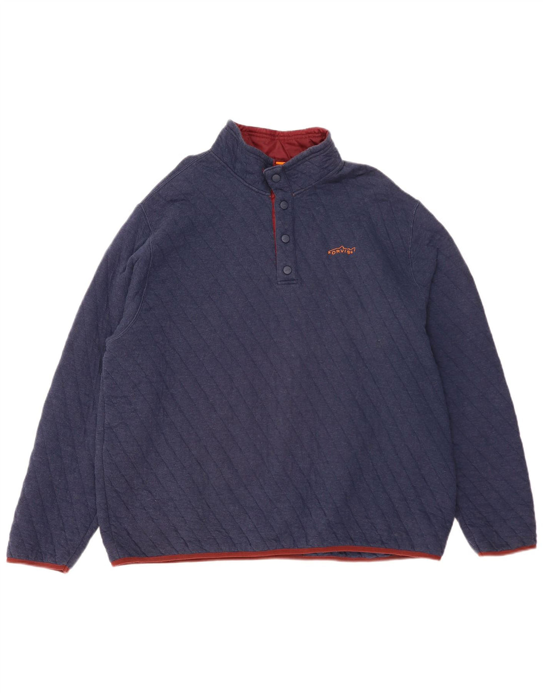 ORVIS Herre Button Neck Sweatshirt Jumper XL Navy Blue Bomuld