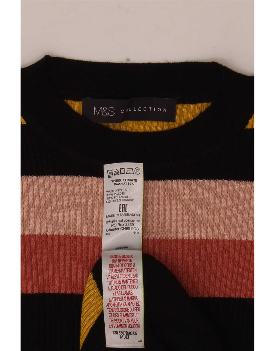 Marks & Spencer Damen-Pullover mit Rundhalsausschnitt, Gr. 10, Größe S, mehrfarbig